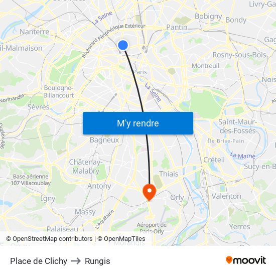 Place de Clichy to Rungis map