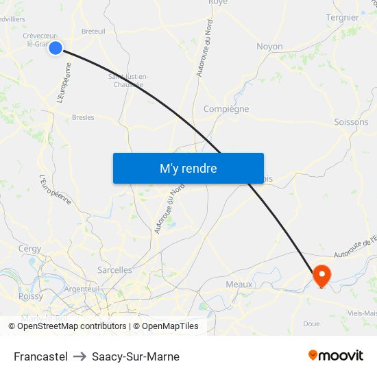 Francastel to Saacy-Sur-Marne map