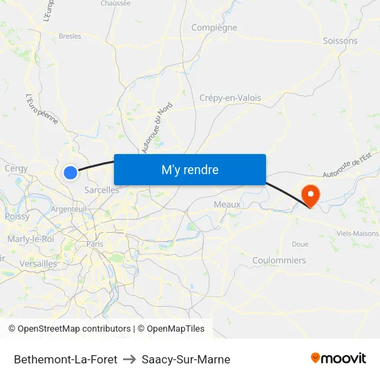 Bethemont-La-Foret to Saacy-Sur-Marne map