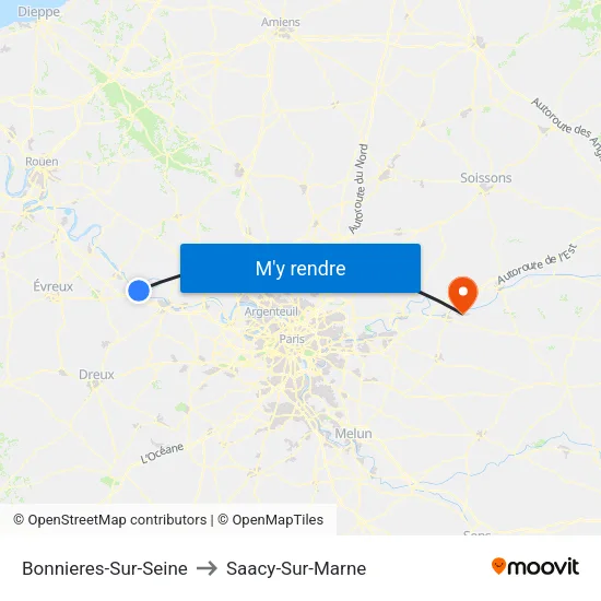 Bonnieres-Sur-Seine to Saacy-Sur-Marne map