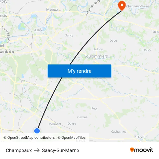 Champeaux to Saacy-Sur-Marne map