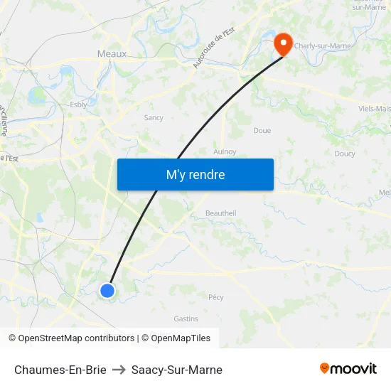 Chaumes-En-Brie to Saacy-Sur-Marne map