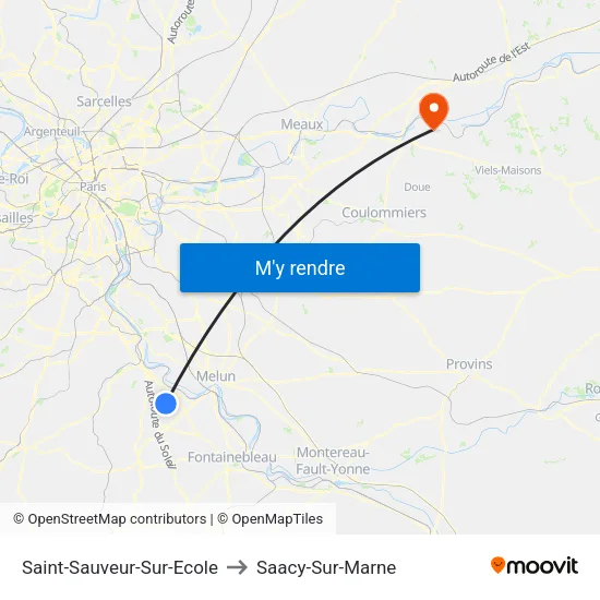 Saint-Sauveur-Sur-Ecole to Saacy-Sur-Marne map