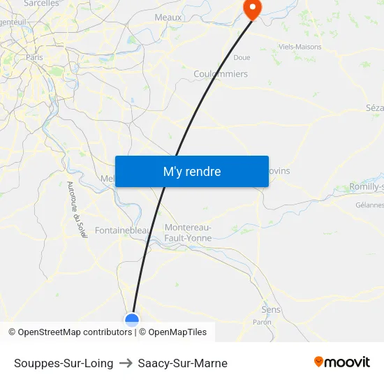Souppes-Sur-Loing to Saacy-Sur-Marne map