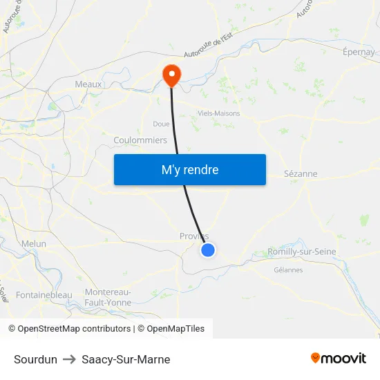 Sourdun to Saacy-Sur-Marne map