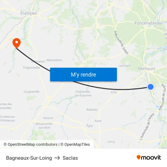 Bagneaux-Sur-Loing to Saclas map