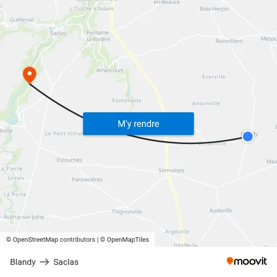 Blandy to Saclas map