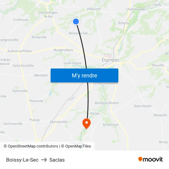 Boissy-Le-Sec to Saclas map