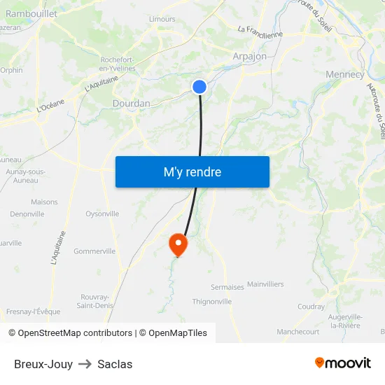 Breux-Jouy to Saclas map
