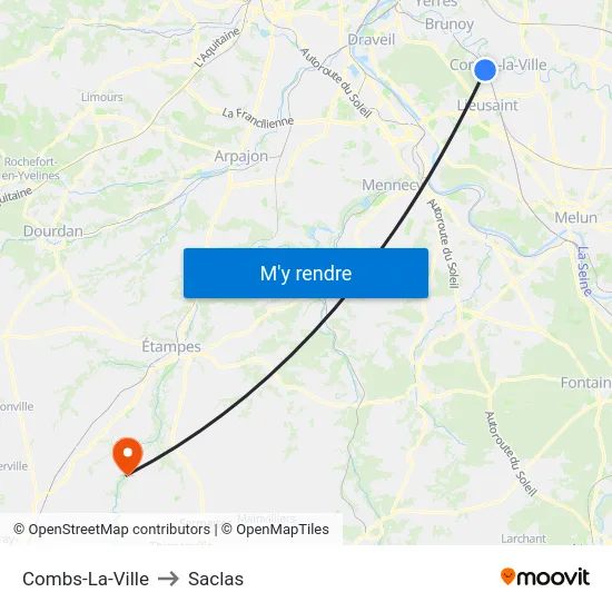 Combs-La-Ville to Saclas map