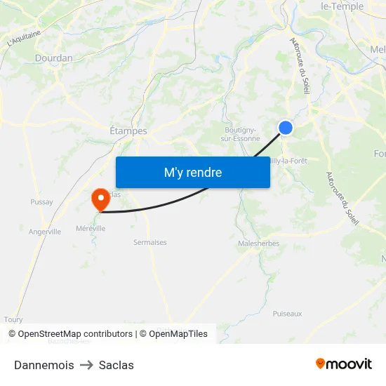 Dannemois to Saclas map