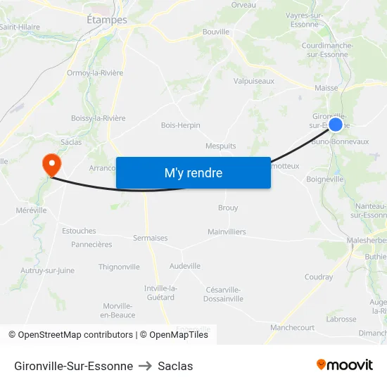Gironville-Sur-Essonne to Saclas map