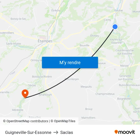 Guigneville-Sur-Essonne to Saclas map