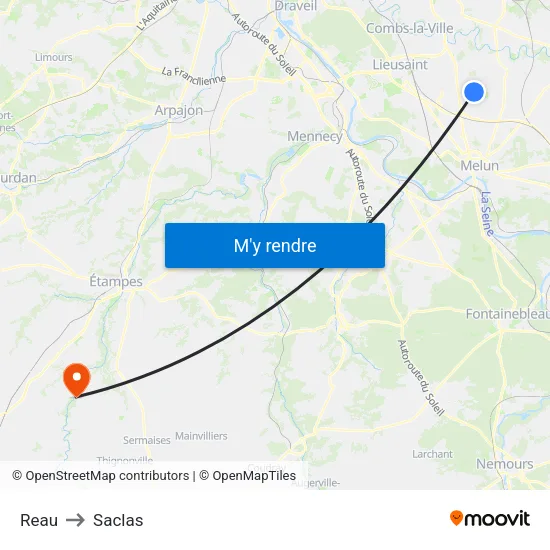 Reau to Saclas map