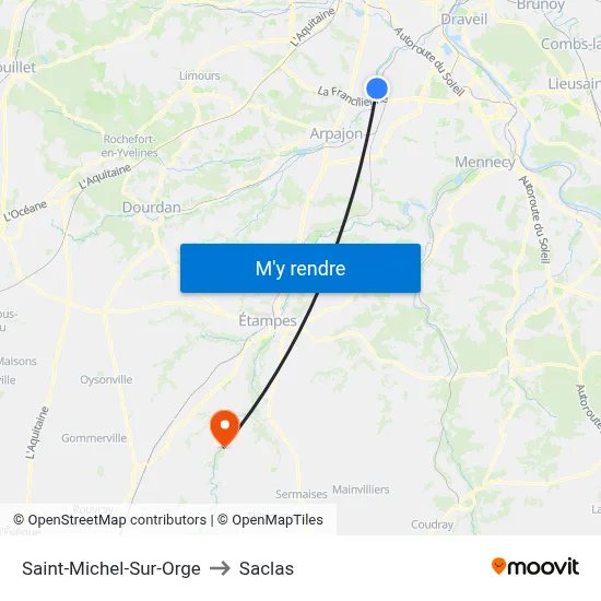Saint-Michel-Sur-Orge to Saclas map
