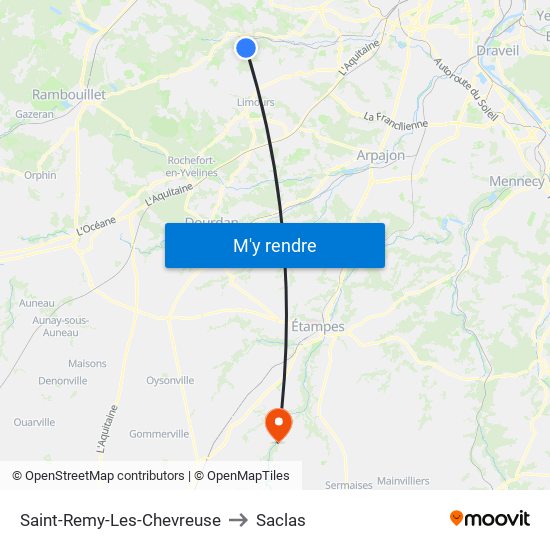 Saint-Remy-Les-Chevreuse to Saclas map