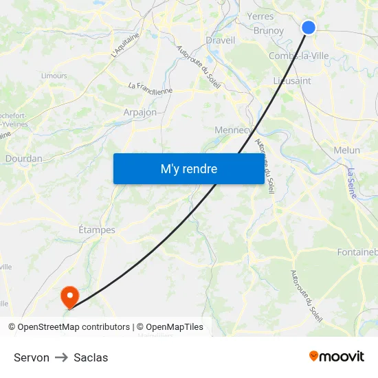 Servon to Saclas map