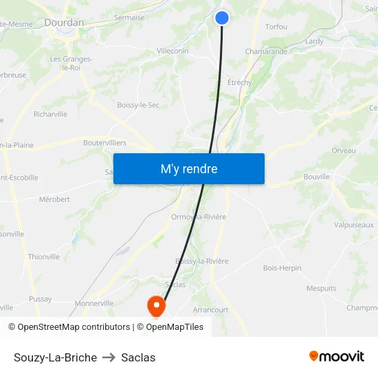 Souzy-La-Briche to Saclas map