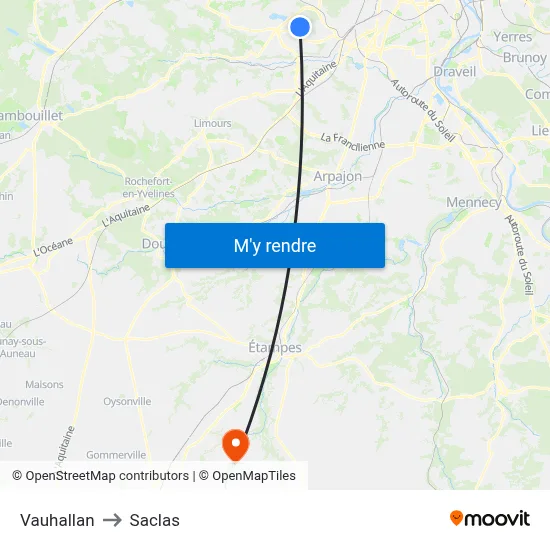 Vauhallan to Saclas map