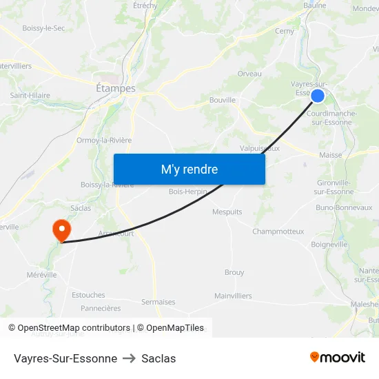 Vayres-Sur-Essonne to Saclas map
