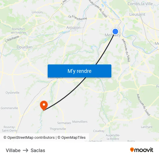 Villabe to Saclas map