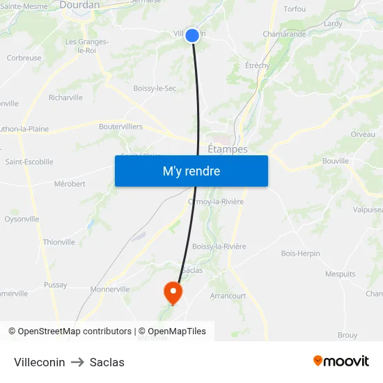 Villeconin to Saclas map