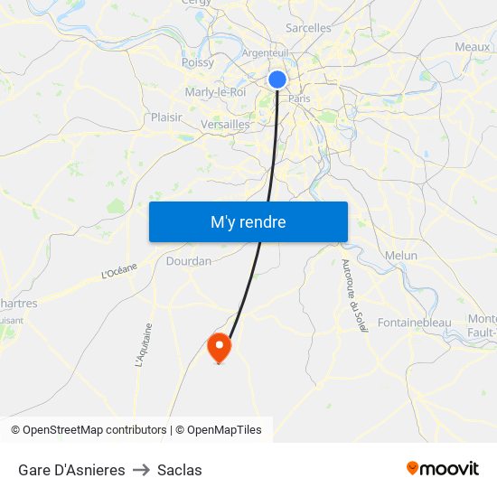 Gare D'Asnieres to Saclas map