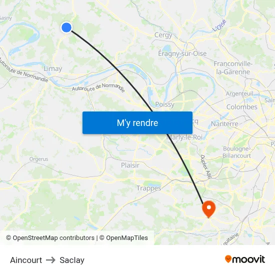 Aincourt to Saclay map