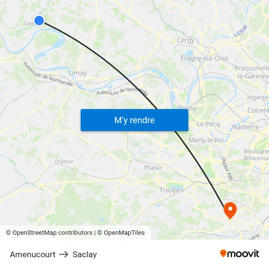 Amenucourt to Saclay map
