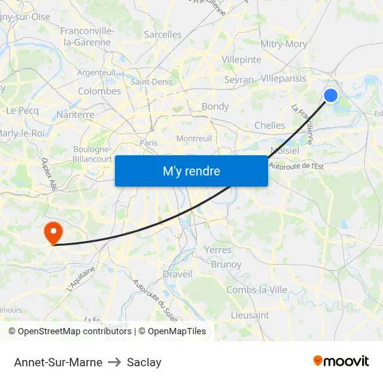 Annet-Sur-Marne to Saclay map
