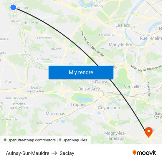 Aulnay-Sur-Mauldre to Saclay map