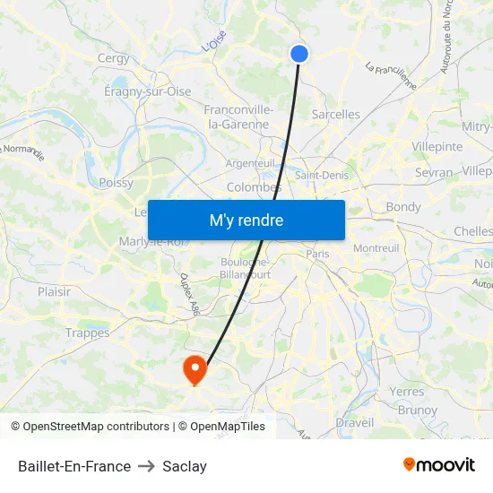 Baillet-En-France to Saclay map