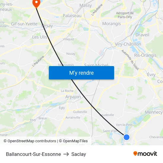 Ballancourt-Sur-Essonne to Saclay map