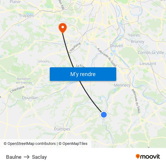 Baulne to Saclay map