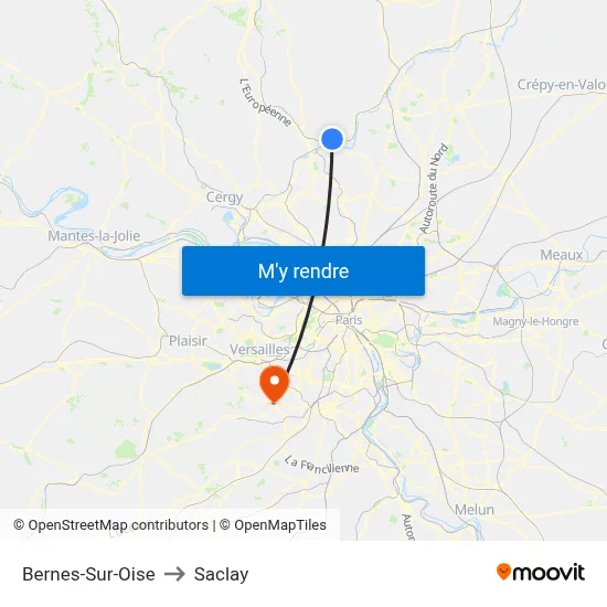 Bernes-Sur-Oise to Saclay map