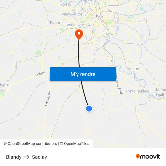 Blandy to Saclay map