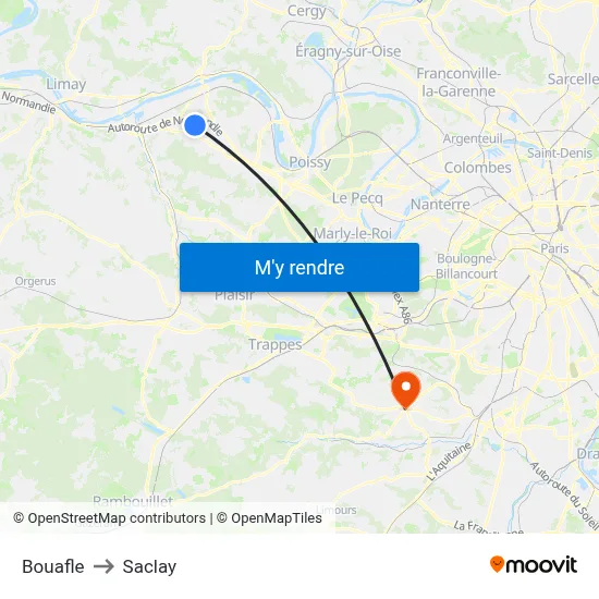 Bouafle to Saclay map