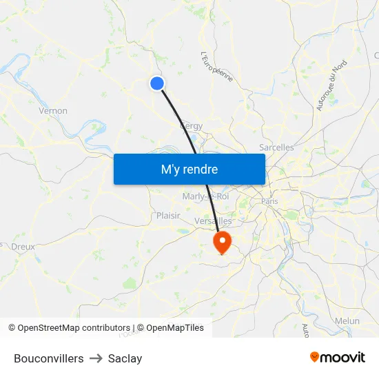 Bouconvillers to Saclay map