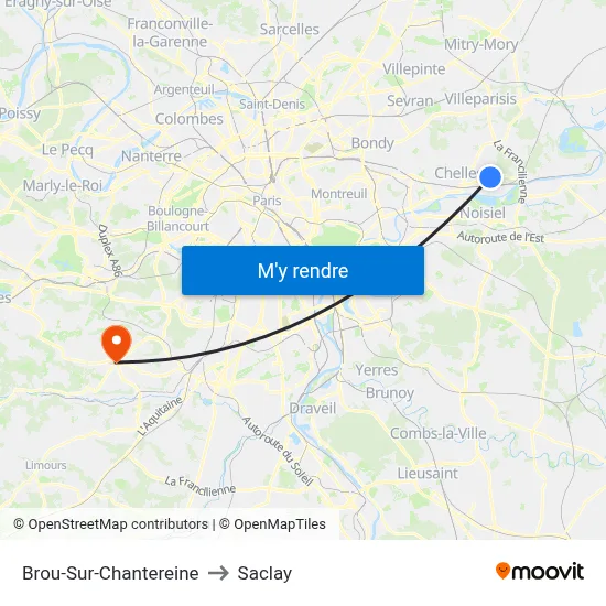 Brou-Sur-Chantereine to Saclay map