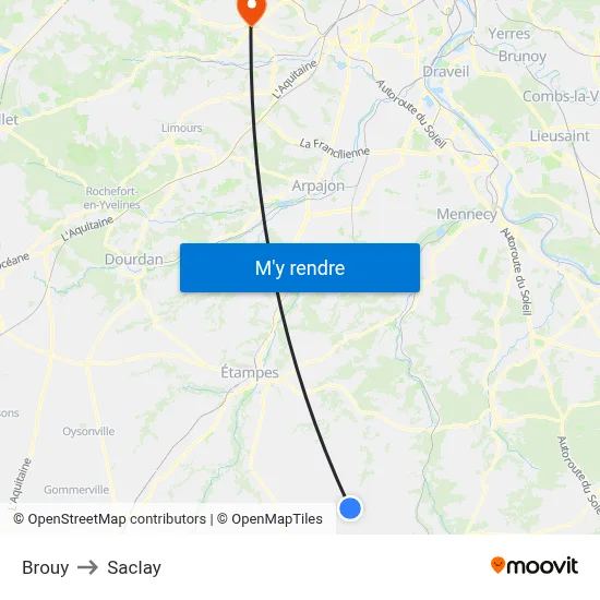 Brouy to Saclay map