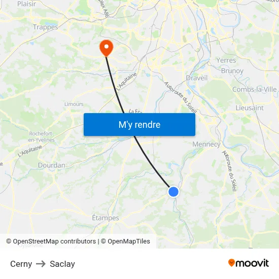 Cerny to Saclay map