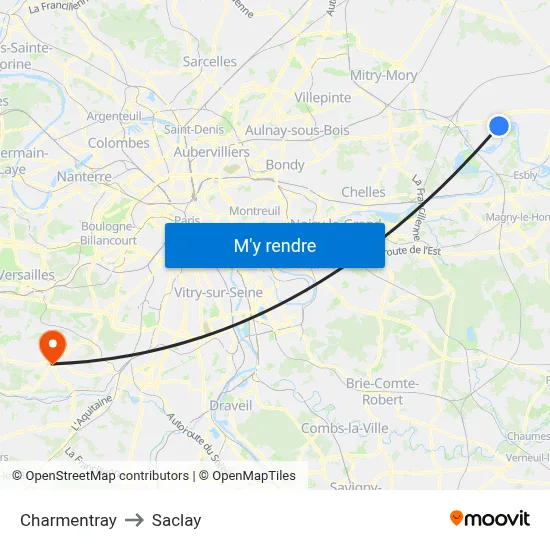 Charmentray to Saclay map