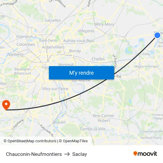 Chauconin-Neufmontiers to Saclay map