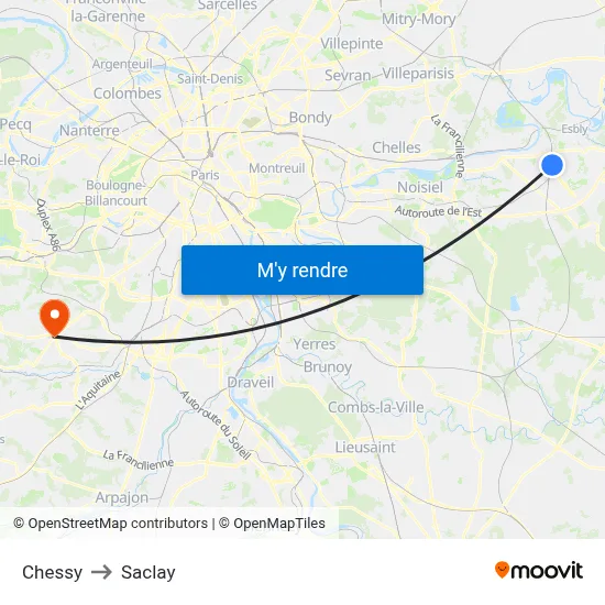 Chessy to Saclay map