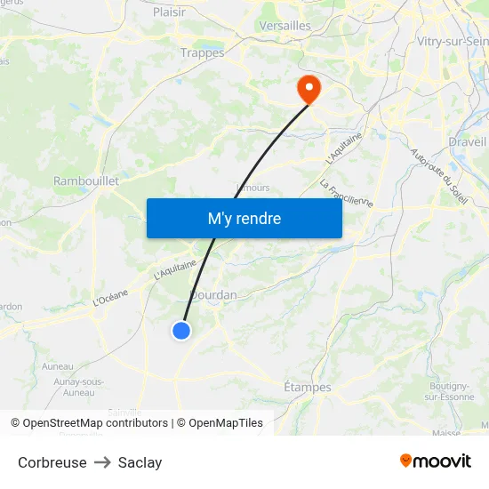 Corbreuse to Saclay map