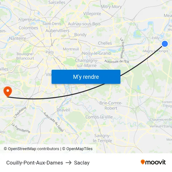 Couilly-Pont-Aux-Dames to Saclay map