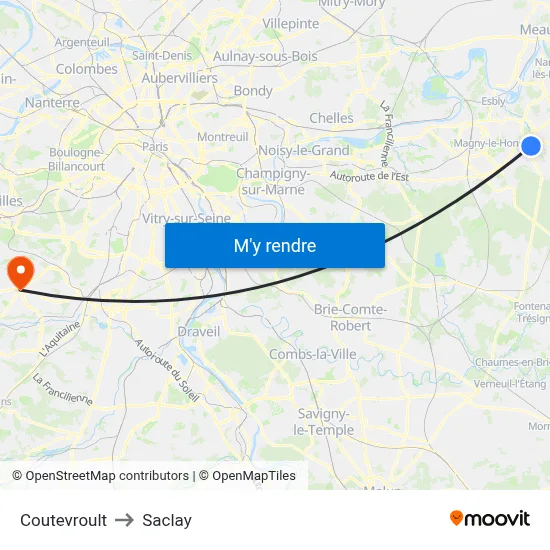 Coutevroult to Saclay map