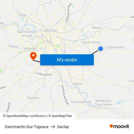 Dammartin-Sur-Tigeaux to Saclay map