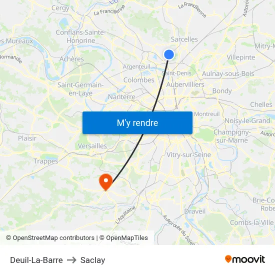 Deuil-La-Barre to Saclay map