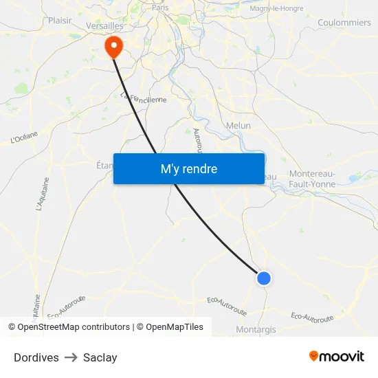 Dordives to Saclay map